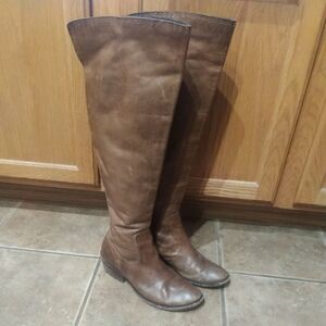 KORK-EASE TALL Brown Leather Low Heel Knee High BOOTS US 9 EU 40.5